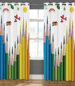 BELLA TRUE Digital Printed Door Curtains Yellow (7 Feet) Pack of2