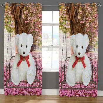 BELLA TRUE Digital Printed Door Curtains Yellow (7 Feet) Pack of2 1