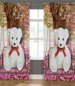 BELLA TRUE Digital Printed Door Curtains Yellow (7 Feet) Pack of2