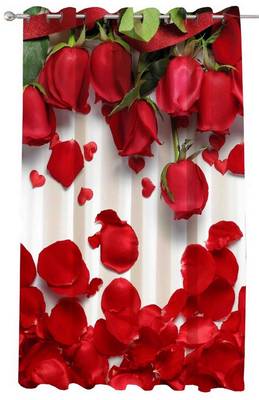 BELLA TRUE Digital Printed Door Curtains Red (7 Feet) Pack of1 1