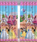 BELLA TRUE Digital Printed Door Curtains Pink (7 Feet) Pack of2