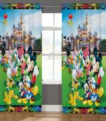 BELLA TRUE Digital Printed Door Curtains Yellow (7 Feet) Pack of2