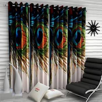 BELLA TRUE Digital Printed Long Door Curtains Multicolor (9Feet) Pack of4 2