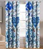 BELLA TRUE Digital Printed Door Curtains Blue (7 Feet) Pack of2