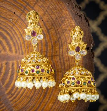 Gold cubic zirconia jhumkas 1