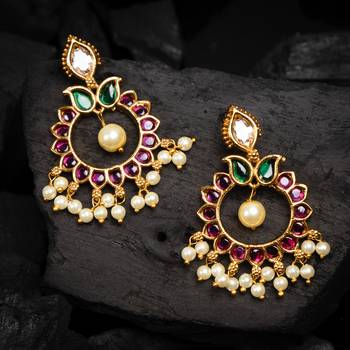 Gold ruby  chandbali 1