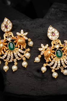 Gold emerald   chandbali