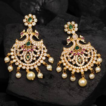 Gold cubic zirconia chandbali 1
