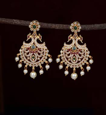 Gold cubic zirconia chandbali 2