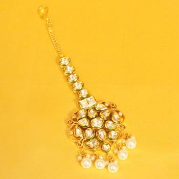 Kundan Meenakari Pearl Bridal  Maang Tikka 1