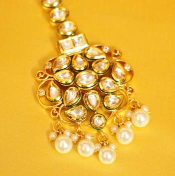 Kundan Meenakari Pearl Bridal  Maang Tikka 2