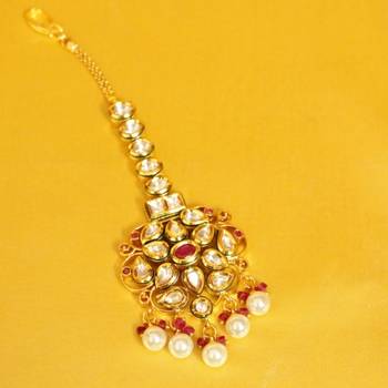 Kundan Meenakari Ruby Bridal Maang Tikka 1