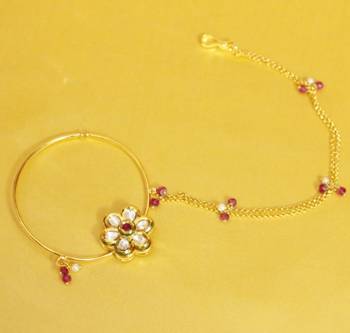 Ruby Kundan Meenakari Nose Ring 1