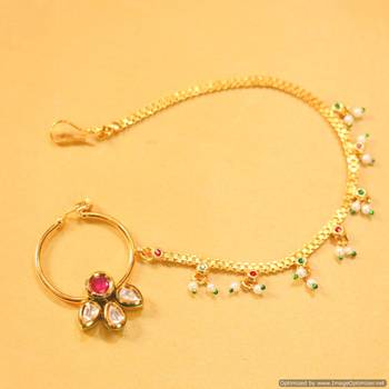 Ruby Kundan Meenakari Bridal Nose Ring 1