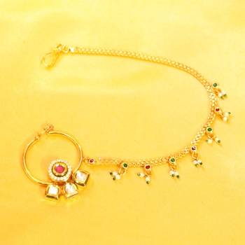 Ruby Kundan Meenakari Bridal Nose Ring 1