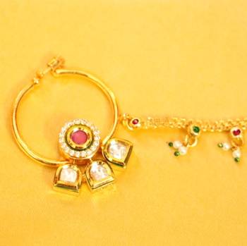 Ruby Kundan Meenakari Bridal Nose Ring 2