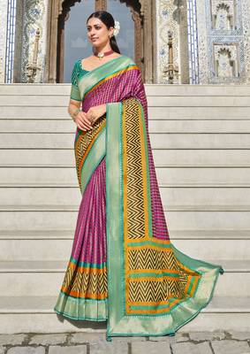 Purple brasso patola saree with blouse 1