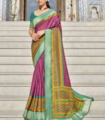 Purple brasso patola saree with blouse