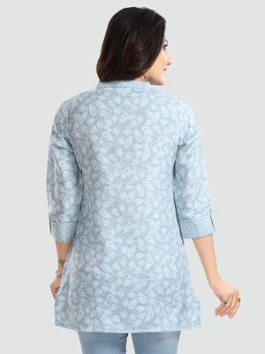 Blue printed rayon short-kurtis 3