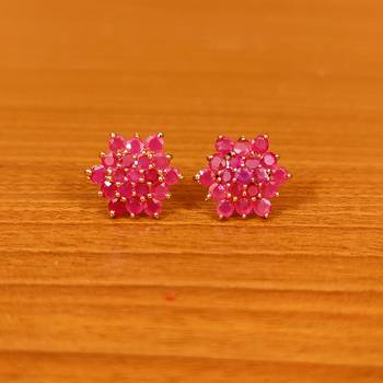 Red ruby  studs 1