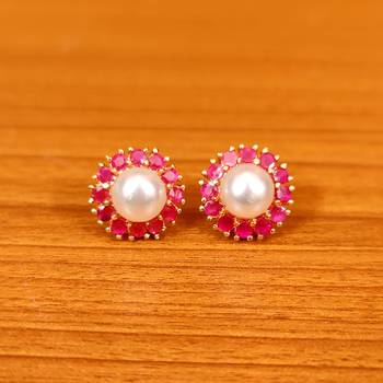 Red ruby  studs 1