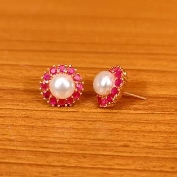 Red ruby  studs 2