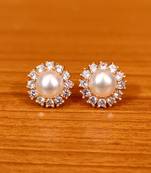 White cubic zirconia studs