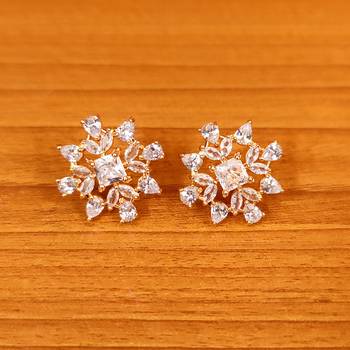 White cubic zirconia studs 1