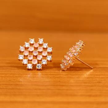 Pink onyx studs 2