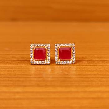 Red ruby  studs 1