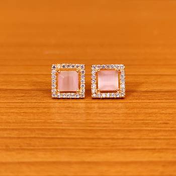 Pink onyx studs 1