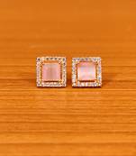 Pink onyx studs