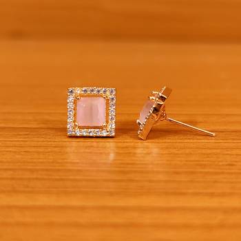 Pink onyx studs 2