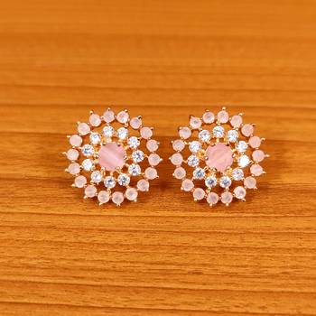 Pink onyx studs 1