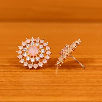 Pink onyx studs 2