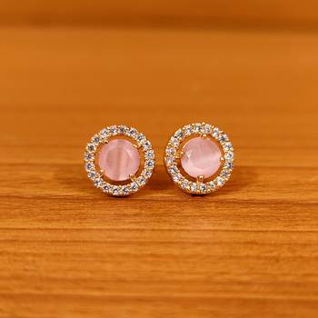 Pink onyx studs 1