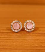 Pink onyx studs