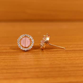Pink onyx studs 2