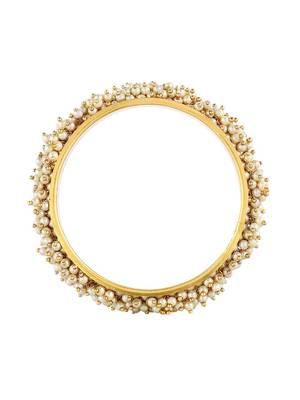 Designer Pearl Stone Wedding Bridal Bunched Pearl Bangles Set 3
