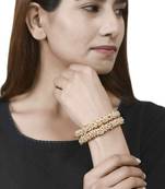 Designer Pearl Stone Wedding Bridal Bunched Pearl Bangles Set