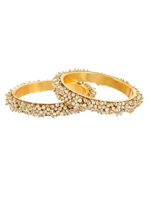 Designer Pearl Stone Wedding Bridal Bunched Pearl Bangles Set 3