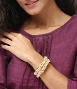 Designer Pearl Stone Wedding Bridal Bunched Pearl Bangles Set