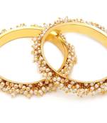 Designer Pearl Stone Wedding Bridal Bunched Pearl Bangles Set