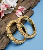 Designer Pearl Stone Wedding Bridal Bunched Pearl Bangles Set