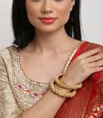 Designer Pearl Stone Wedding Bridal Bunched Pearl Bangles Set