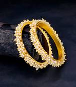 Designer Pearl Stone Wedding Bridal Bunched Pearl Bangles Set