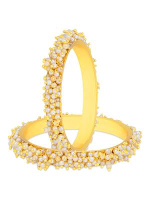 Designer Pearl Stone Wedding Bridal Bunched Pearl Bangles Set 4
