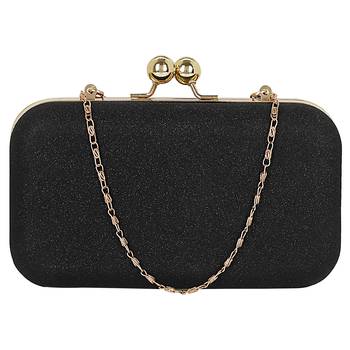 MaFs Black Glittered Women Clutch 1
