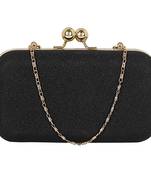 MaFs Black Glittered Women Clutch