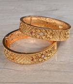 Matte Finish Ruby Stone Embellished Designer Bangles BD644